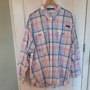 Columbia PFG Super Bahama Long Sleeve UPF 40 Plaid Fishing Shirt XXL